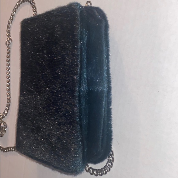 Free People green fuzzy furry chain Tote crossbody purse handbag shoulder bag - Picture 4 of 12